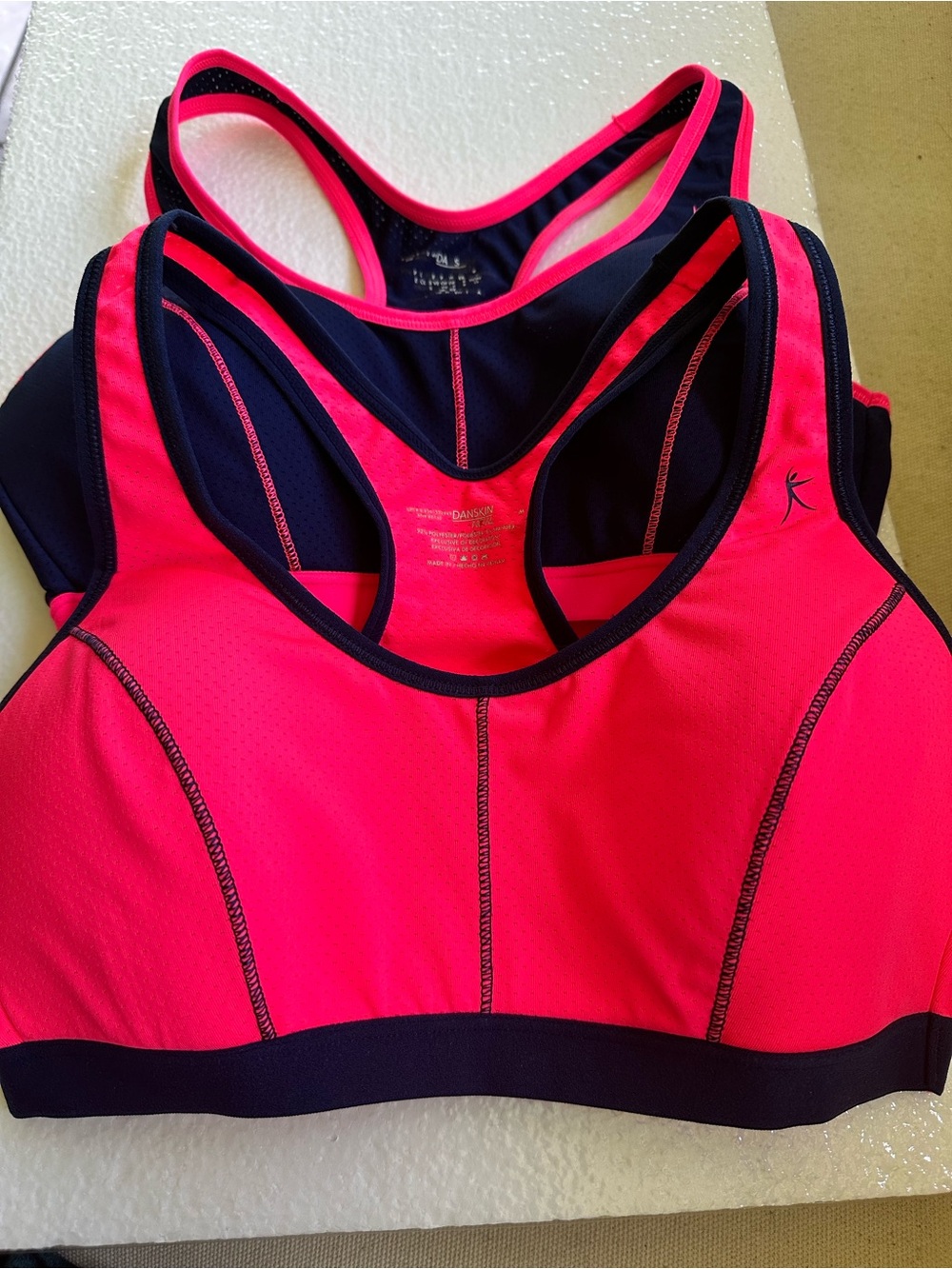2 Medium Danskin Neon Pink and Black Racerback Sports Bra